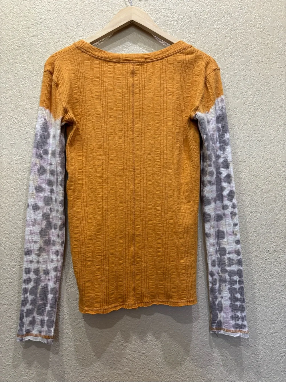 Free People Big Sur Tee in Orange Long Sleeve Tie Dye Large Boho